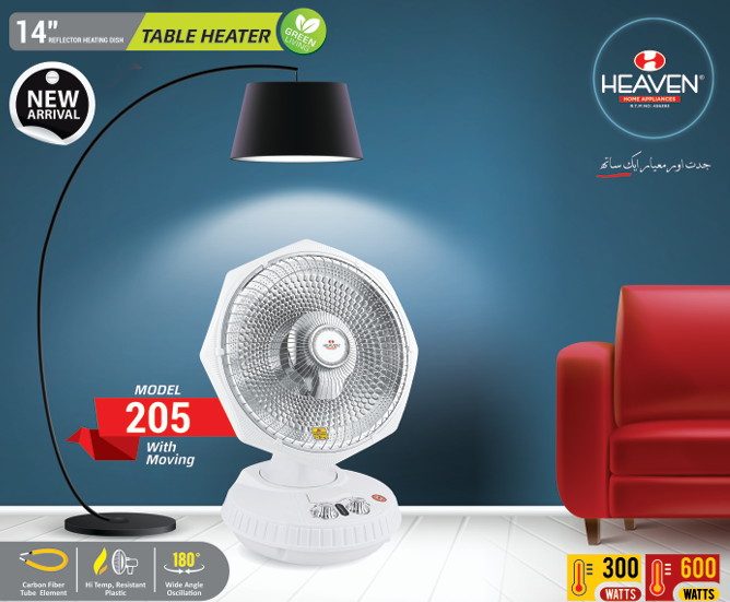 Heaven Electric Rotating Table Heater 14” | 450W–900W Electric Room Heater